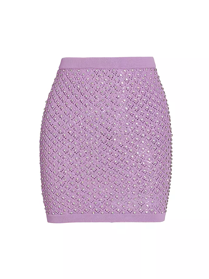 

Трикотажная мини-юбка с вышивкой кристаллами David Koma, цвет lilac