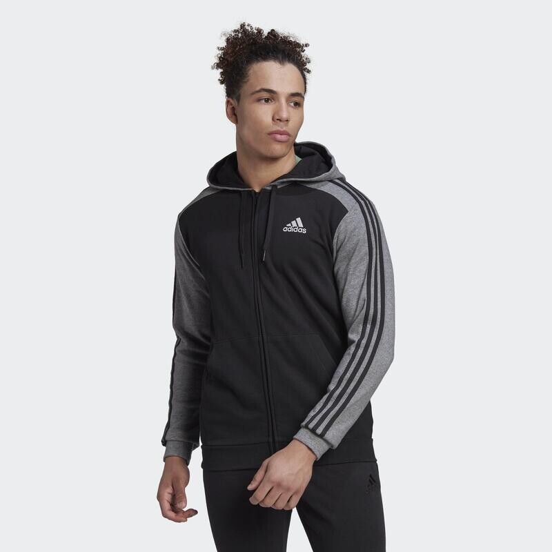 

Меланжевая куртка с капюшоном Essentials из френч-терри ADIDAS, цвет negro