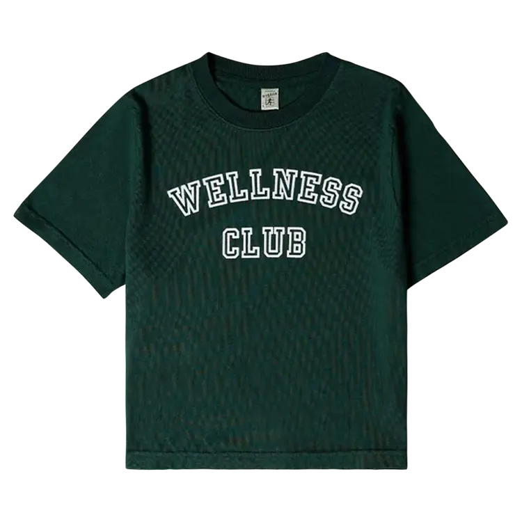 

Футболка Sporty & Rich Wellness Club Cropped 'Forest/White', зеленый