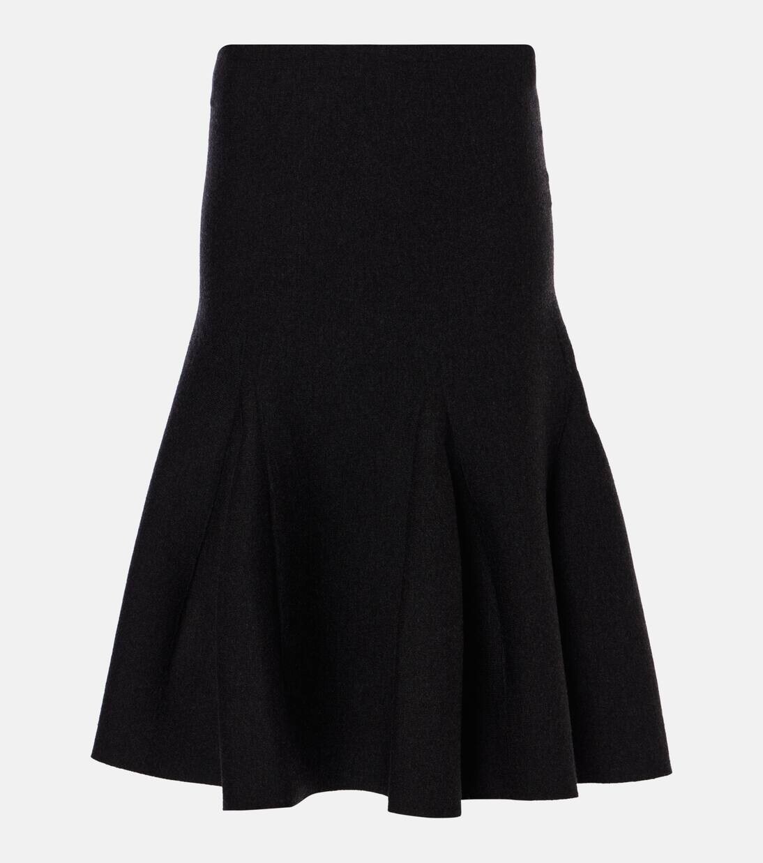 

Юбка миди из смесовой шерсти Alaïa, цвет ebene