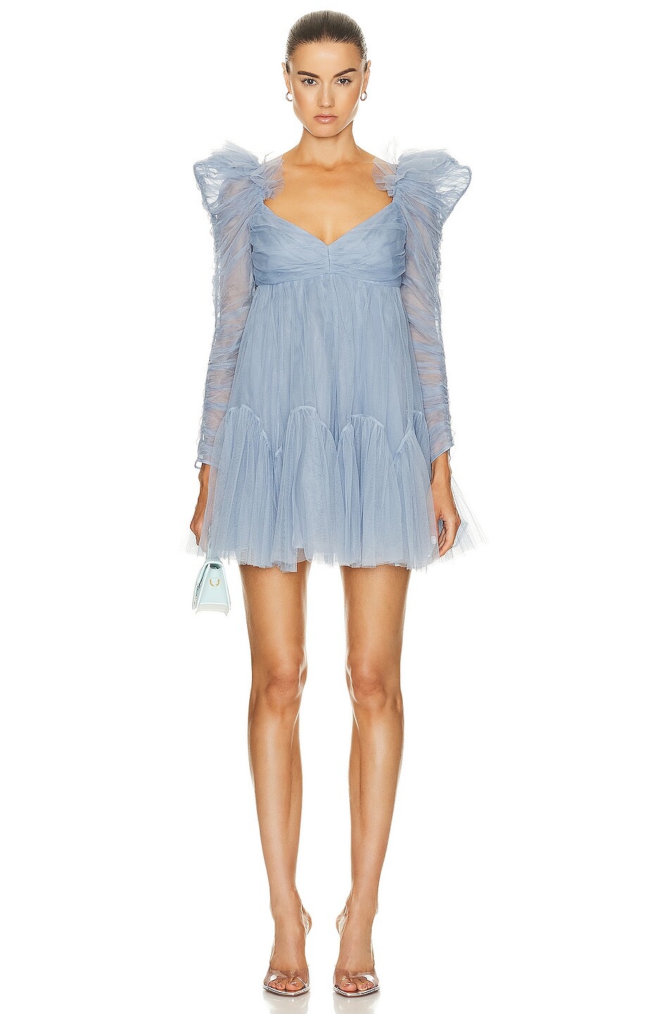 

Платье мини Zimmermann Tulle Ruched, цвет Dusty Blue