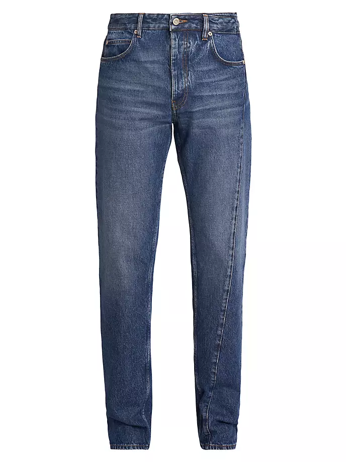 

Асимметричные джинсы с пятью карманами Loewe, цвет washed denim