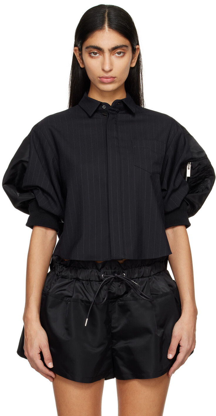 

Темно-синяя рубашка в полоску Sacai, цвет Navy