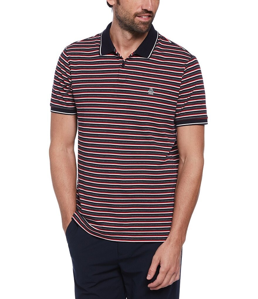 

Рубашка поло с короткими рукавами в полоску Original Penguin Interlock, синий