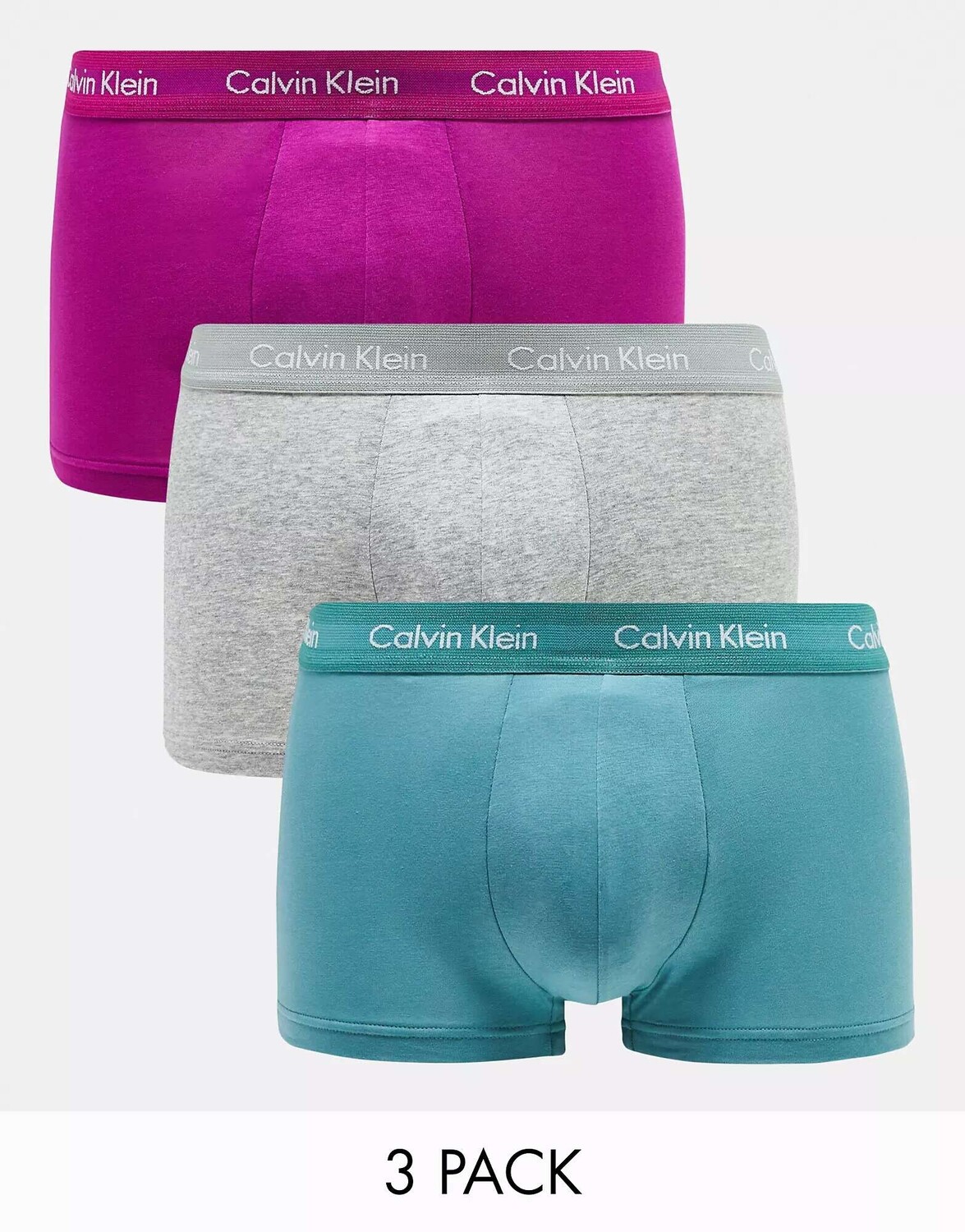

Три пары плавок с низкой посадкой Calvin Klein фиолетового, серого и зеленого цветов