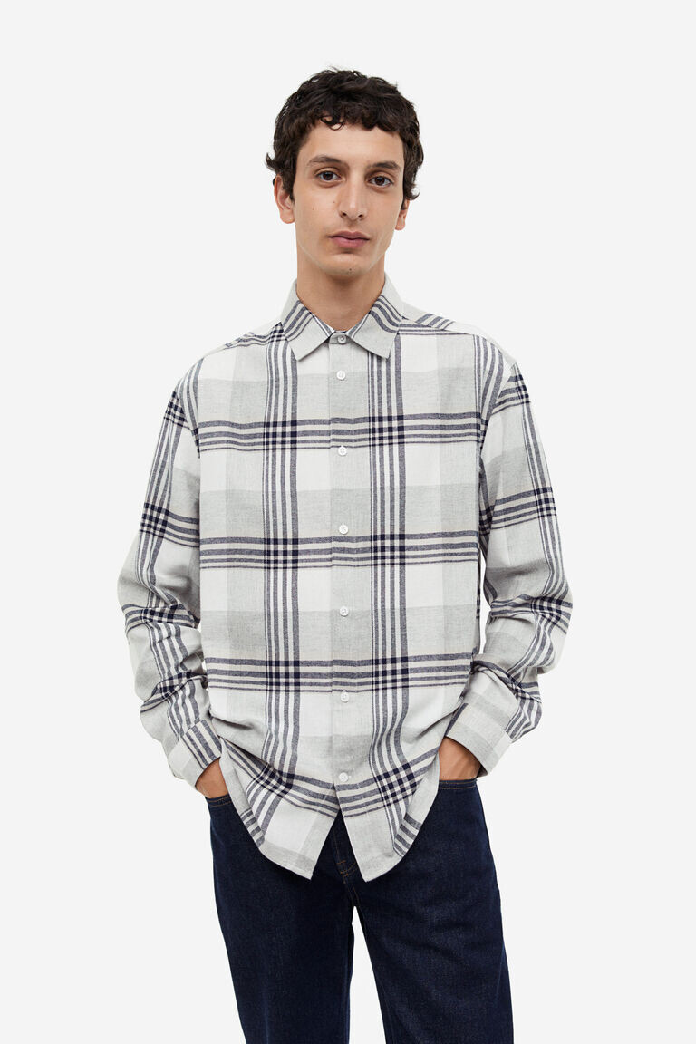 

Фланелевая рубашка стандартного кроя H&M, серый
