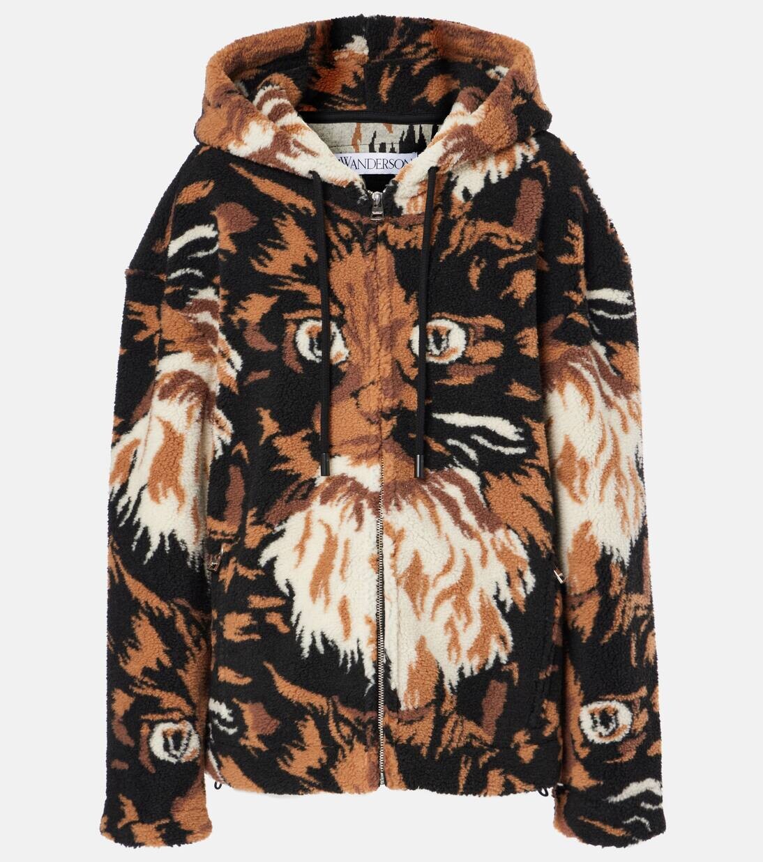 

Толстовка с капюшоном из флиса на молнии Jw Anderson, коричневый
