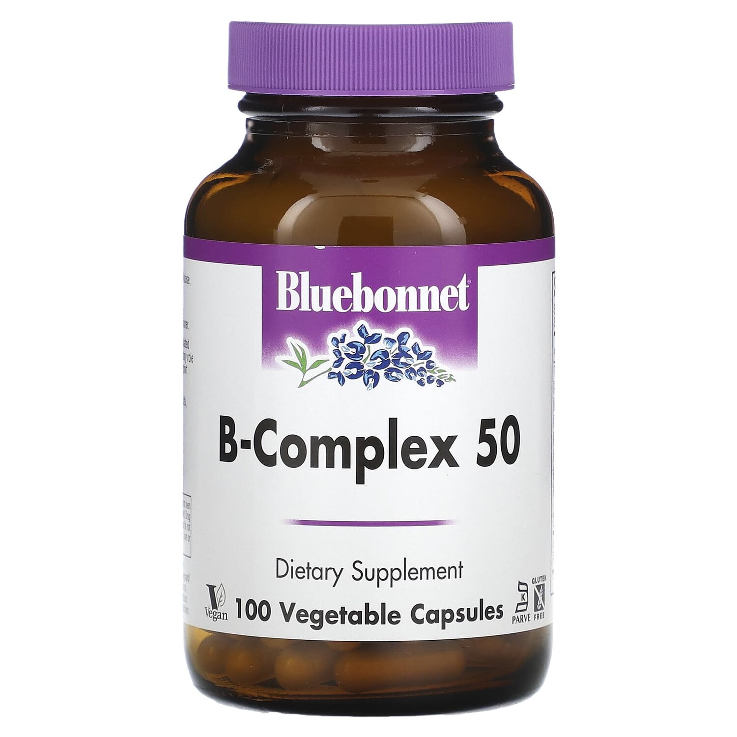 

B-Complex 50, витамины группы B, 100 вегетарианских капсул, Bluebonnet Nutrition