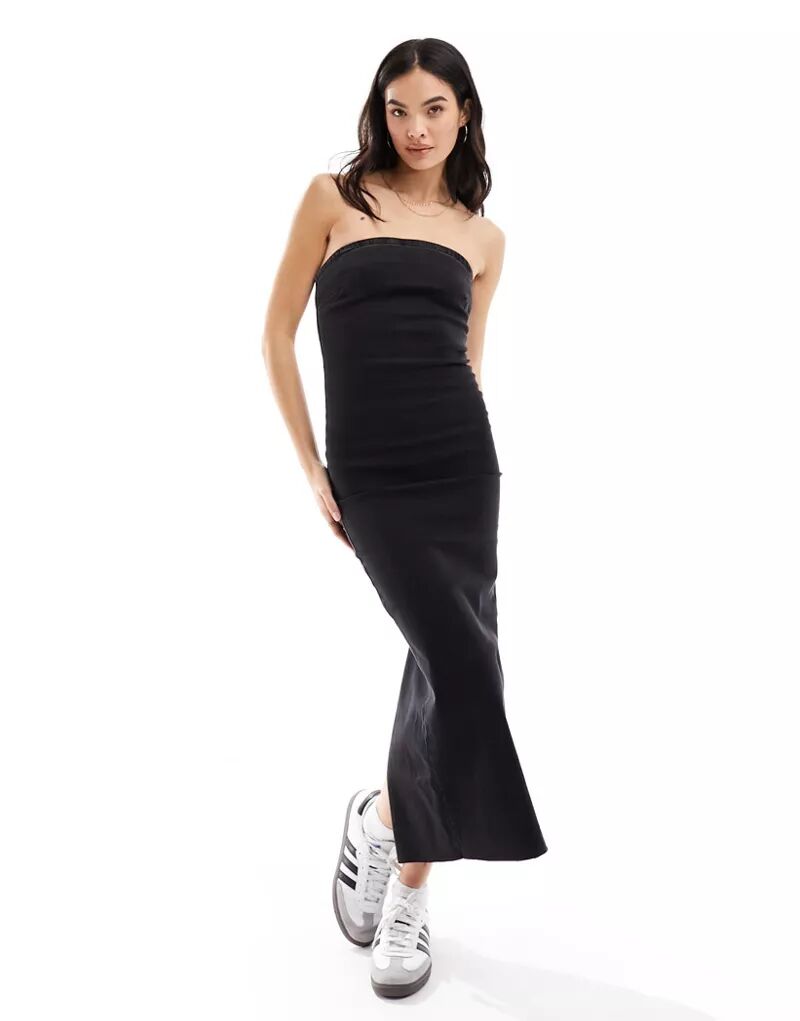 Черное джинсовое платье-бандо стрейч Miss Selfridge