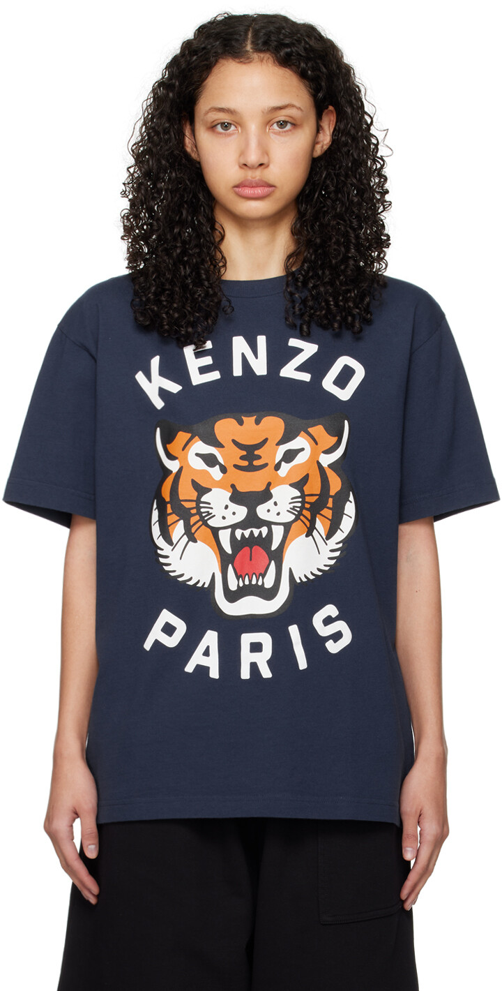 

Темно-синяя футболка Paris Lucky Tiger Kenzo, цвет Midnight blue