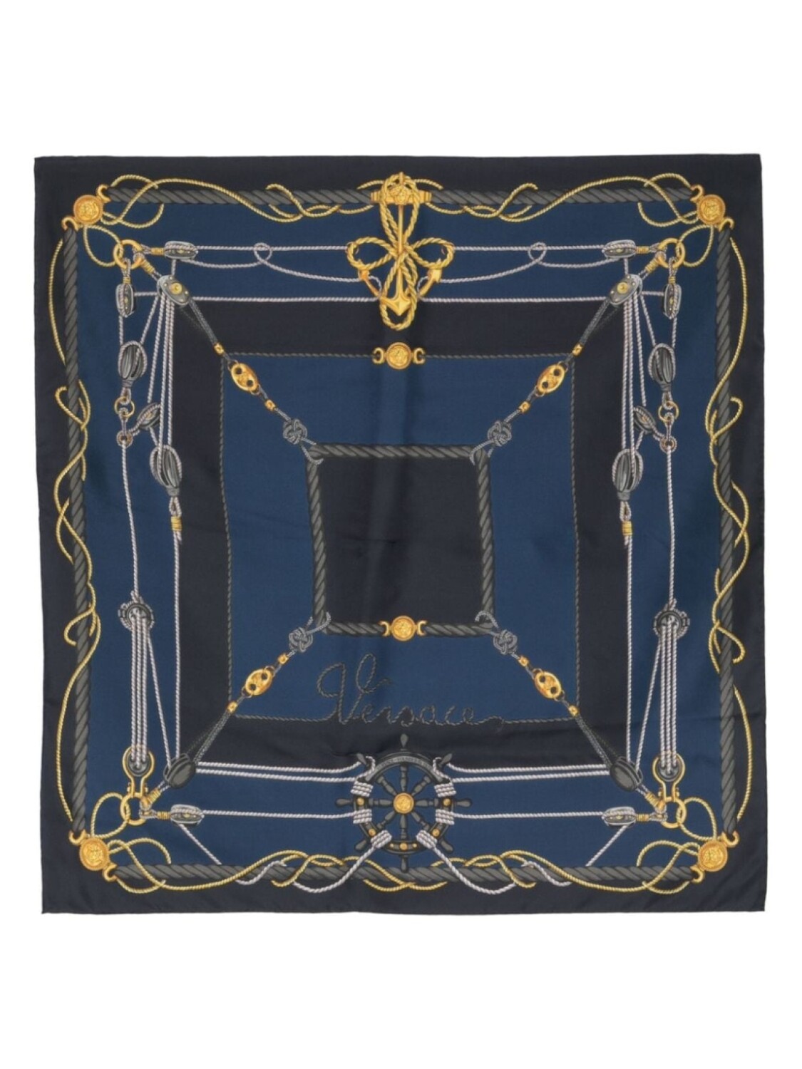 

Versace шелковый платок Versace Nautical, синий