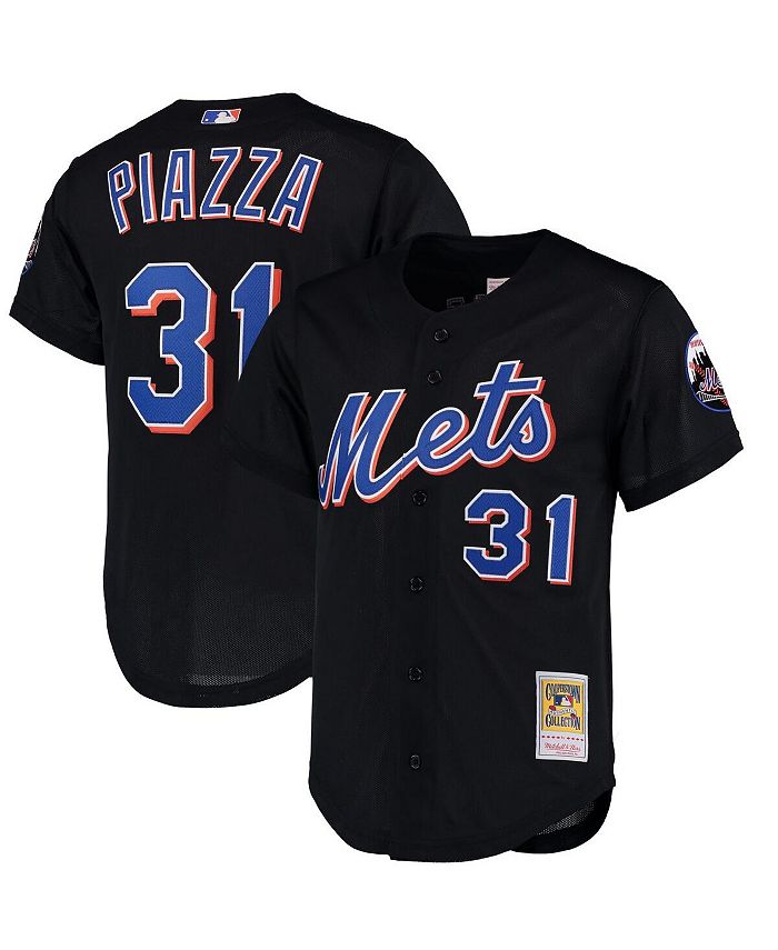 

Мужской черный тренировочный трикотаж с сеткой Mike Piazza New York Mets Cooperstown Collection Mitchell & Ness, черный