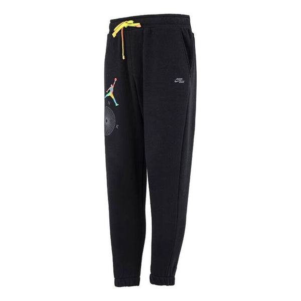 Брюки Air Jordan Solid Color Word Embroidered Joggers/Pants/Trousers Men's Black, черный