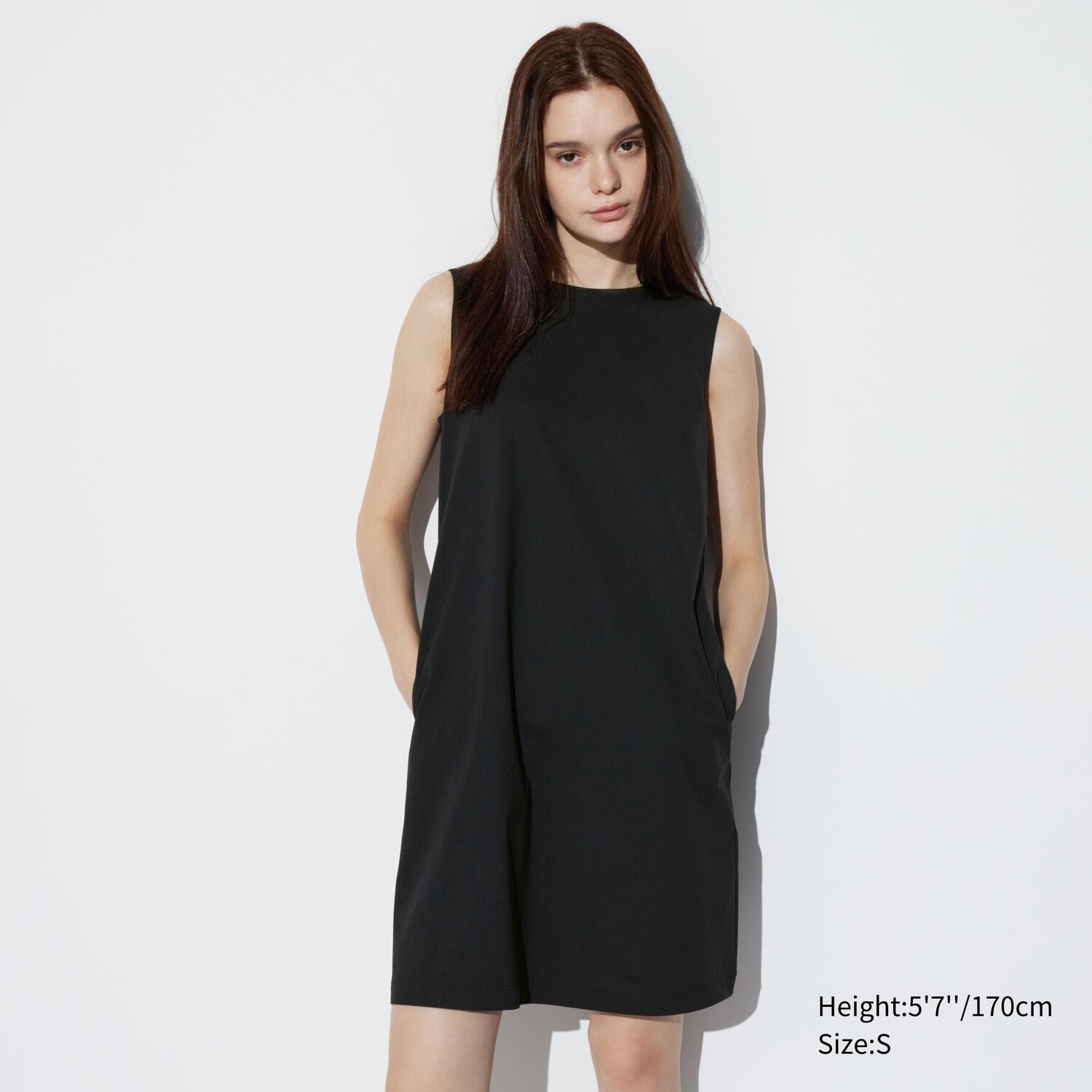 Ультраэластичное мини-платье airism без рукавов UNIQLO, черный