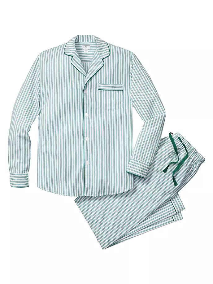Изумрудная пижама в полоску с тикингом Petite Plume, зеленый