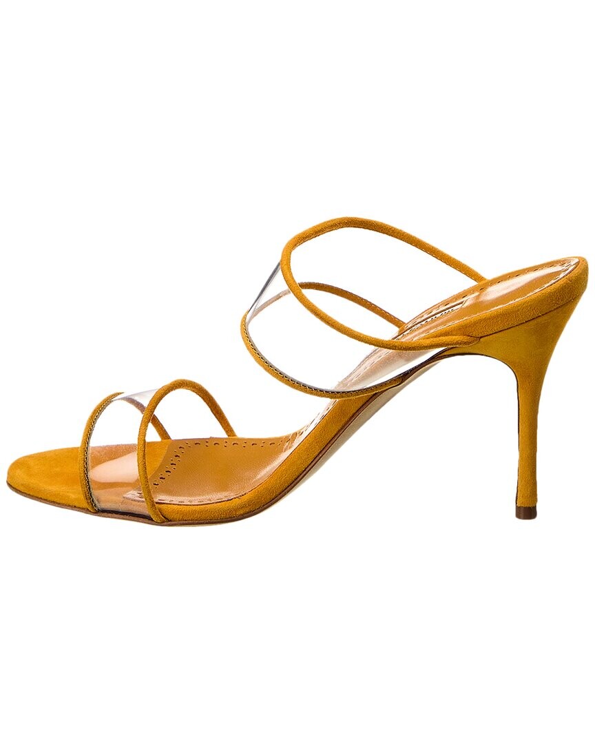 

Сандалии Manolo Blahnik Invymu 90 из замши и винила, желтый