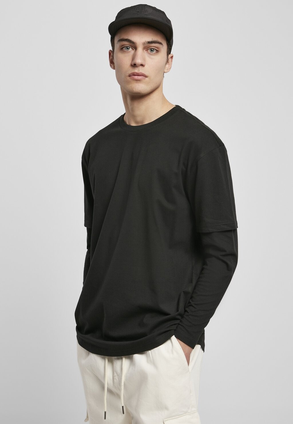 

Футболка с длинными рукавами ФУТБОЛКА OVERSIZED SHAPED DOUBLE LAYER Urban Classics, черный/черный
