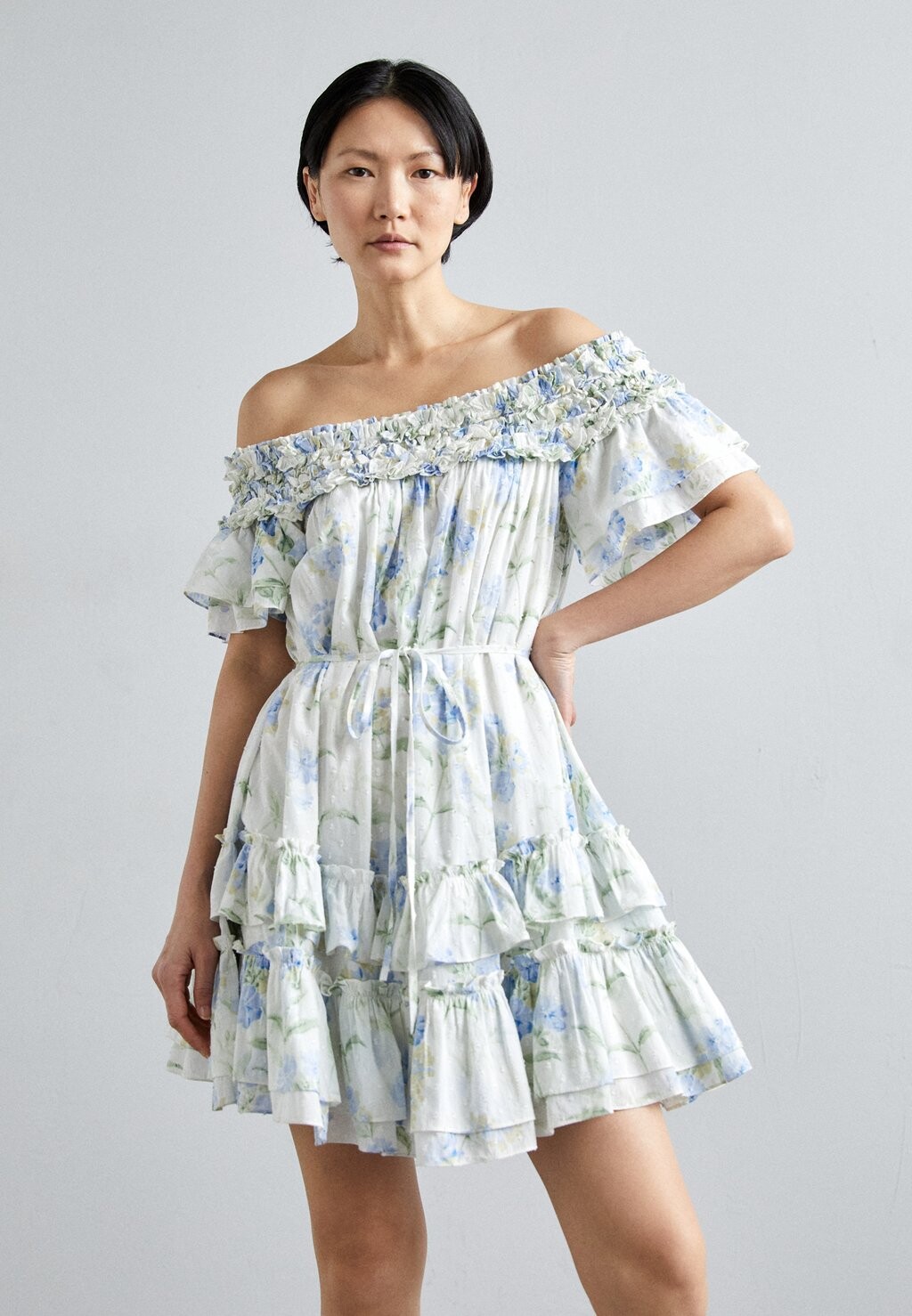 

Коктейльное платье / Вечернее платье SUMMER POSY OFF SHOULDER MICRO MINI DRESS Needle & Thread, белый, Черный