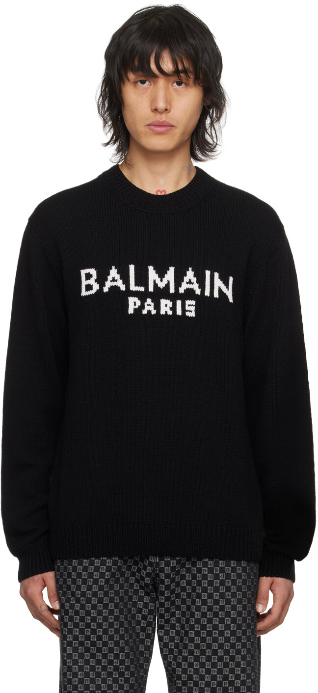 

Черный свитер интарсии Balmain