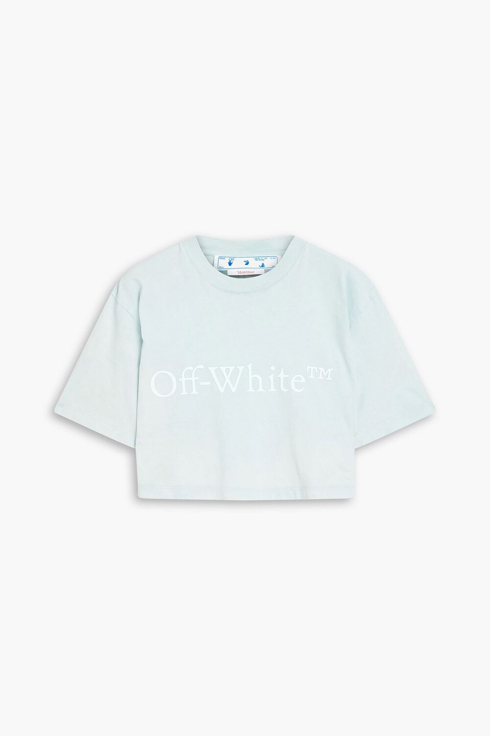 

Укороченная футболка из хлопкового джерси с аппликацией Off-White, синий