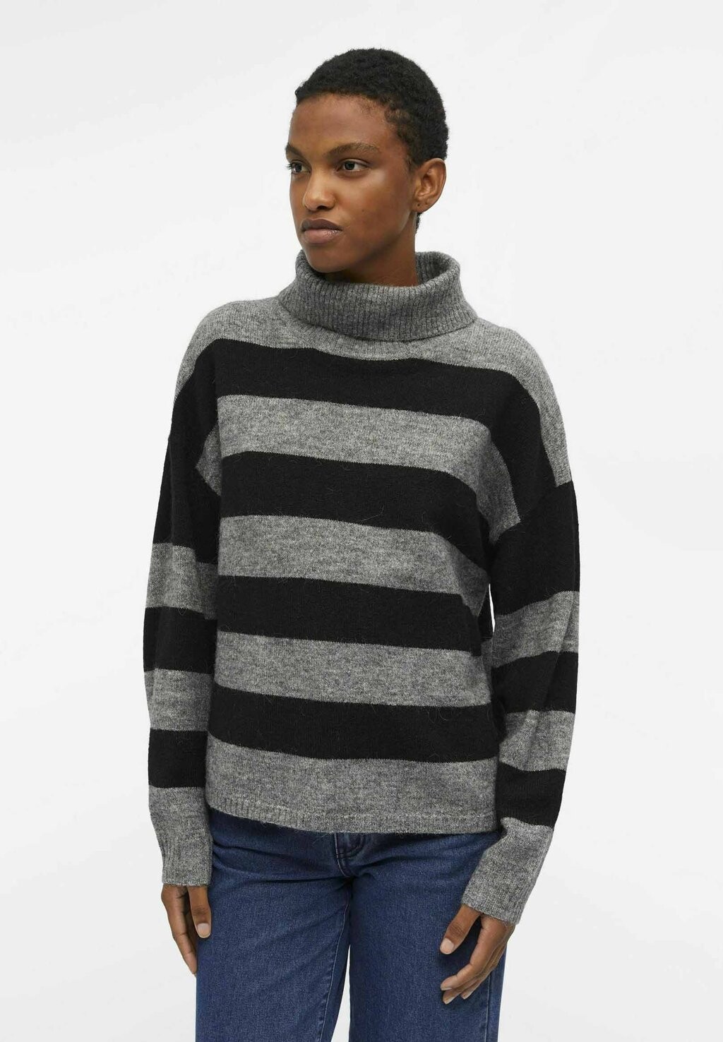 

Свитшот Object OBJMINNA L S ROLLNECK NOOS, цвет medium grey melange