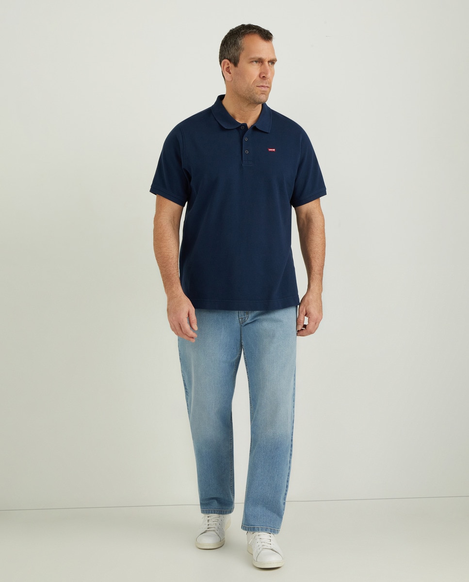 Мужская классическая рубашка-поло темно-синего цвета с короткими рукавами, большие размеры Levi's, темно-синий