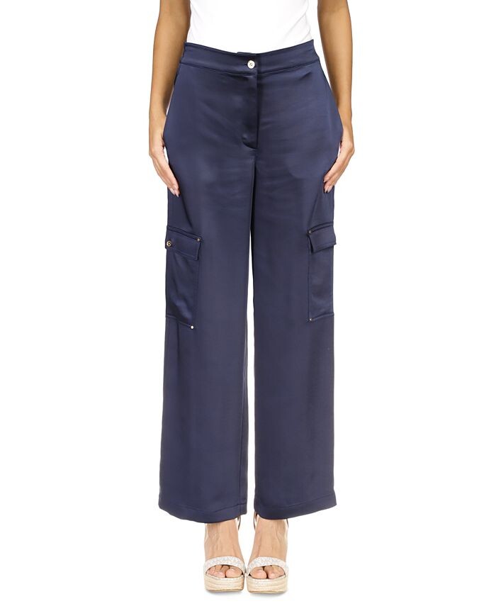 

Женские однотонные атласные брюки-карго Michael Kors, цвет Midnight Blue