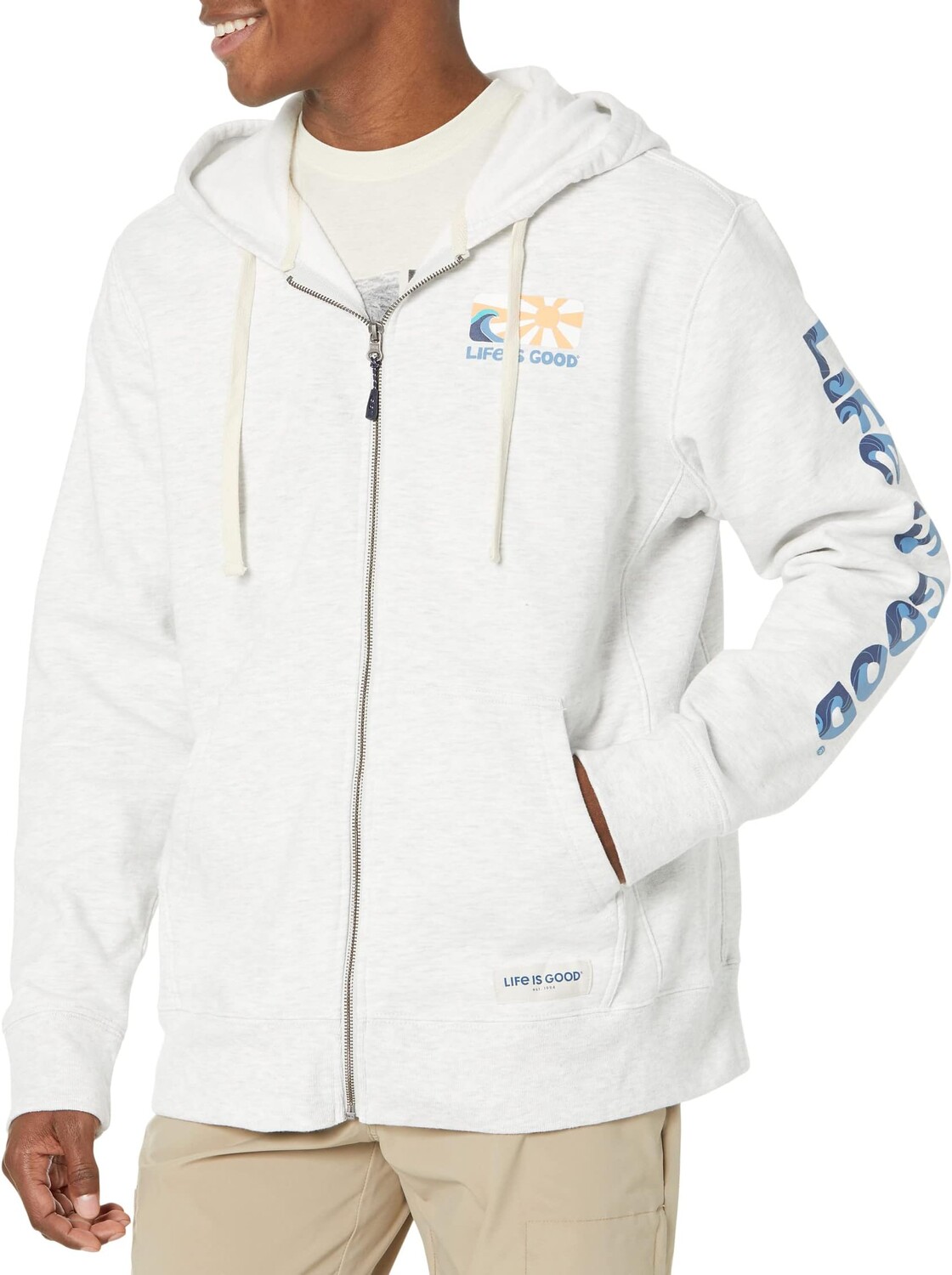 

Флисовая толстовка с капюшоном на молнии The Earth Has Music Guitar Simply True Life is Good, цвет Light Heather Gray