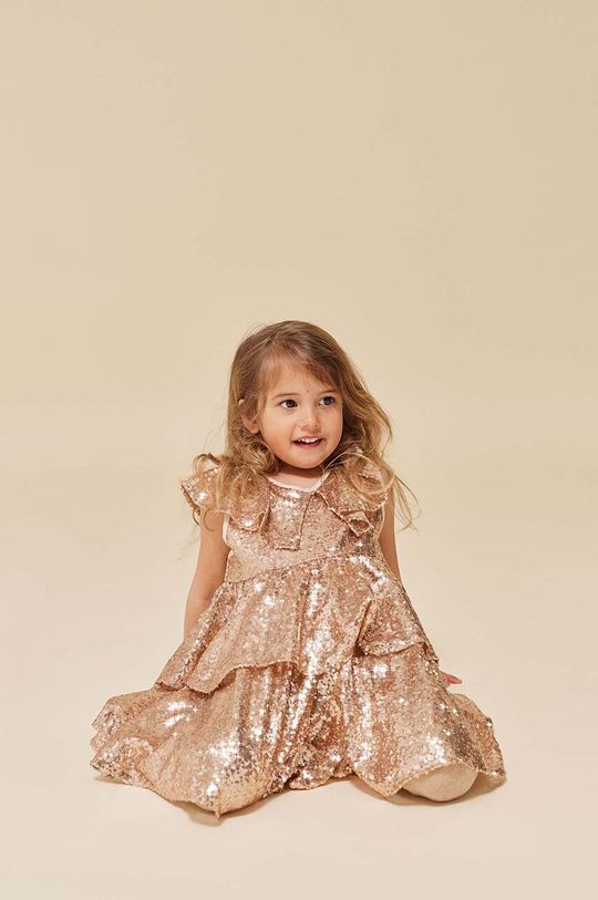 Платье маленькой девочки Konges Sløjd, бежевый детское бальное платье с блестками платье с цветами для девочек детское бальное платье для торжевечерние ринки свадьбы выпускного вечер