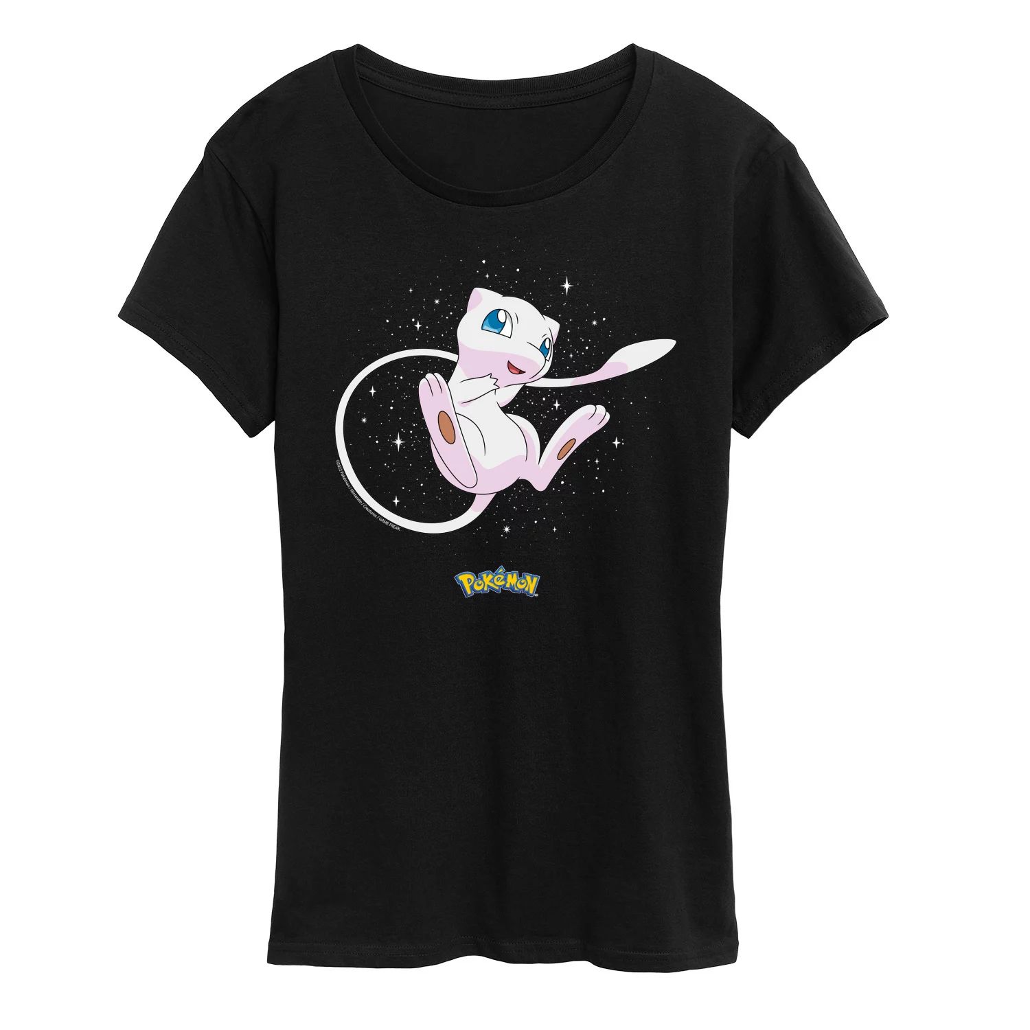 Женская футболка с рисунком Pokemon Starry Mew Licensed Character, черный