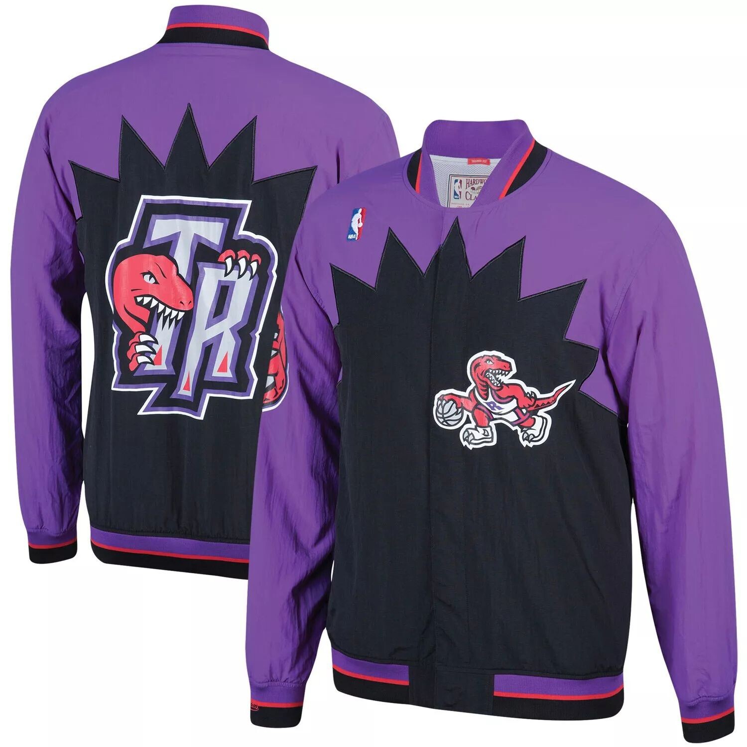 

Мужская фиолетовая мужская куртка Mitchell & Ness Toronto Raptors из твердой древесины, классическая аутентичная разминочная куртка на кнопках