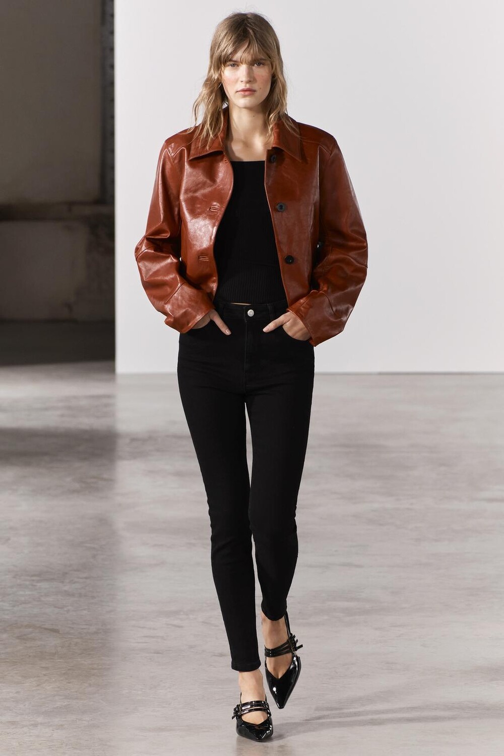 

Джинсы скинни с высокой посадкой 80-х годов ZARA, черный