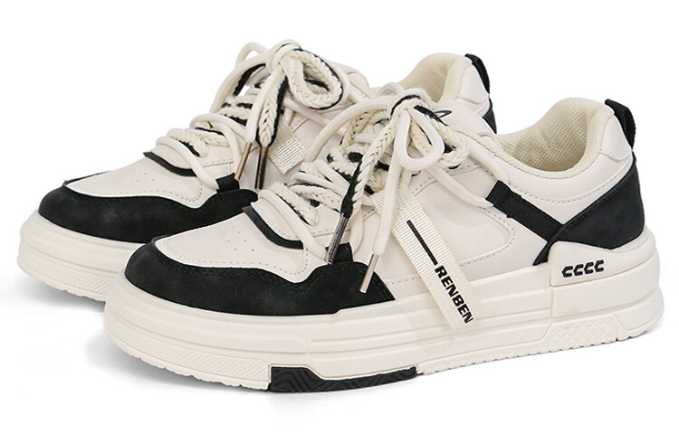 

Кроссовки RENBEN Skateboarding Shoes Women's Low-top Beige/black, бежевый/черный
