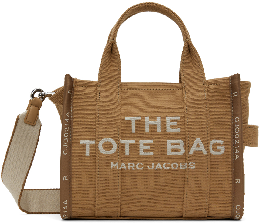 Светло-коричневая маленькая жаккардовая сумка-тоут Marc Jacobs