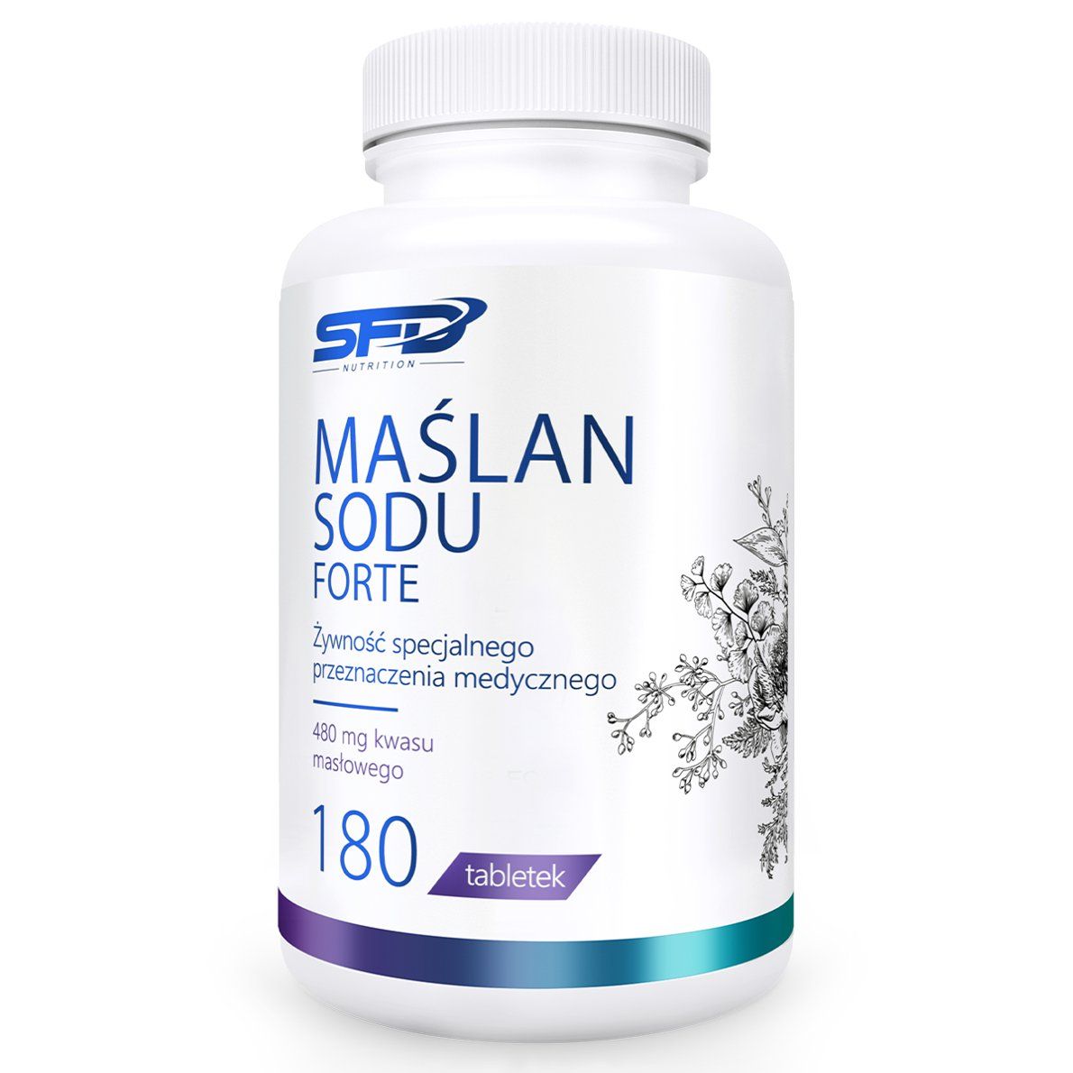 Препарат, поддерживающий функцию кишечника Sfd Maślan Sodu Forte, 180 шт препарат поддерживающий функцию кишечника sfd maślan sodu 120 шт