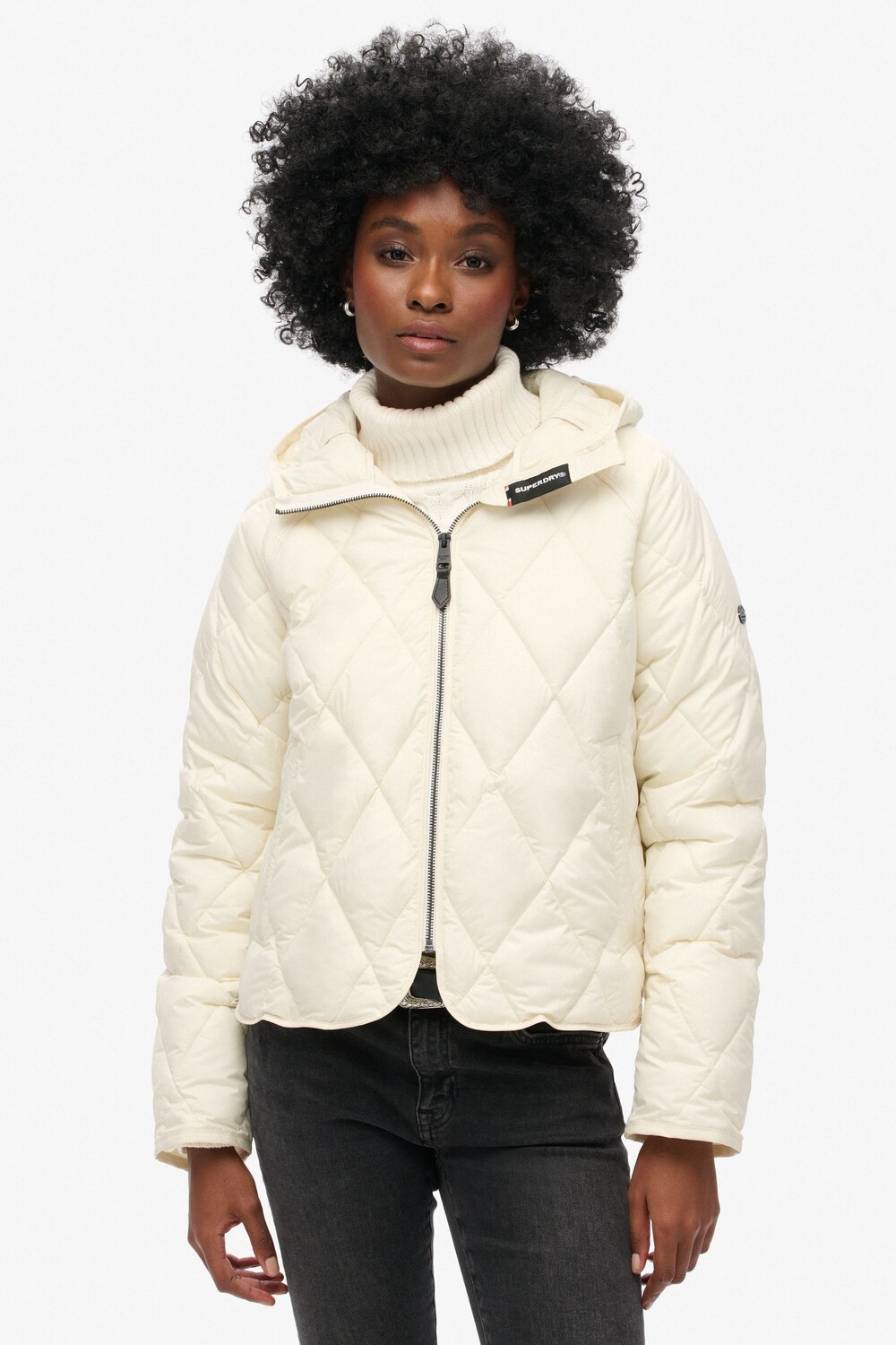 

Стеганая куртка с капюшоном Superdry, белый