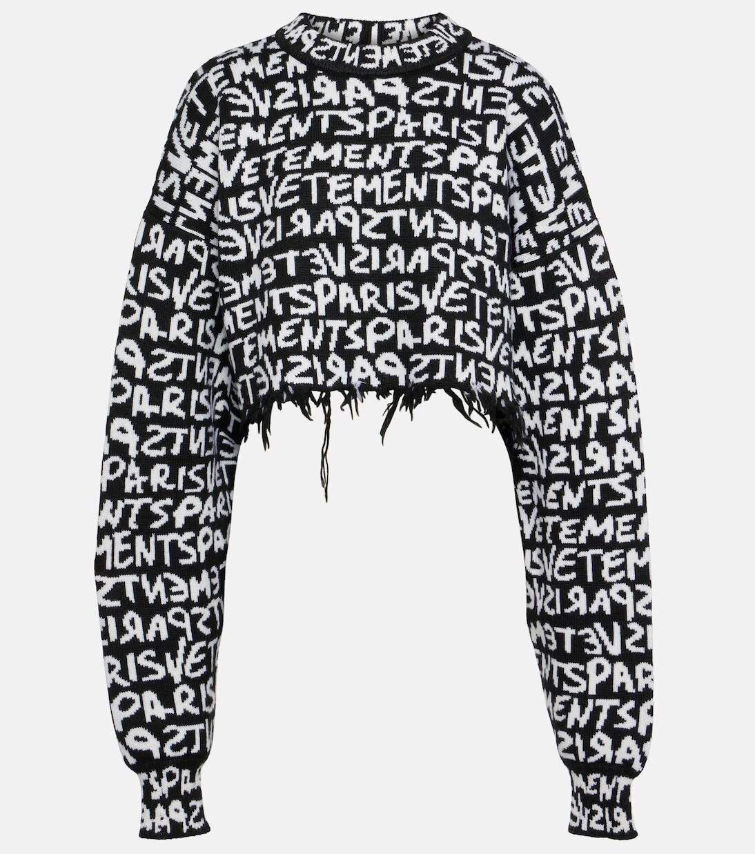 

Укороченный шерстяной свитер с монограммой Vetements, черный