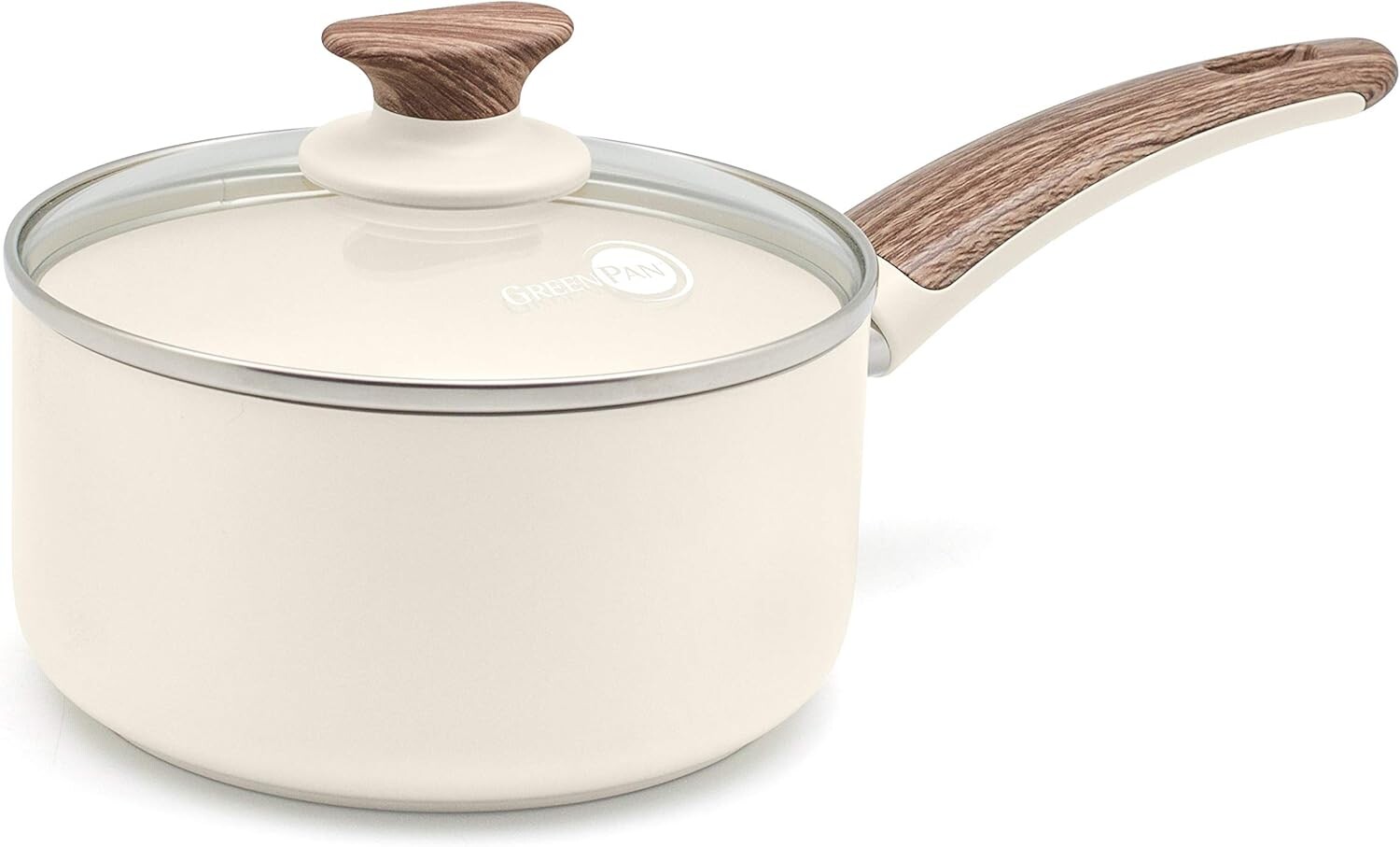 

GREENPAN CC001016-001 Кастрюля Green Pan, 6,3 дюйма (16 см), совместима с газом, нетоксичные вещества, не содержит ПФАС, керамическое покрытие, Woodby, устойчиво к прилипанию, легко удаляет пятна, легко понять, Black (Black 19-3911Tcx)