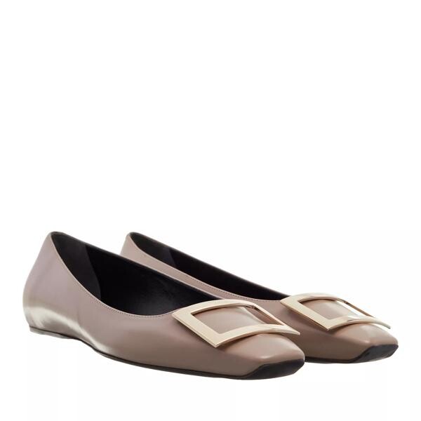 

Лоферы trompette metal buckle ballerianas in leather Roger Vivier, коричневый