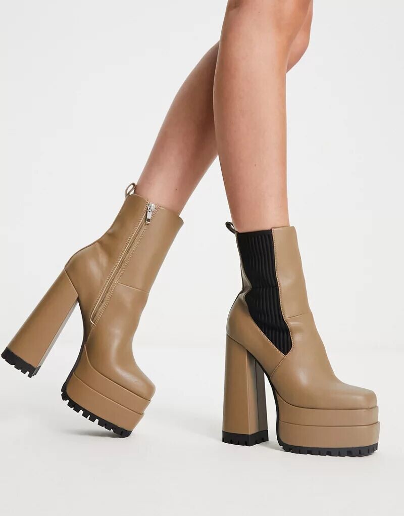 

Ботинки челси цвета хаки на платформе ASOS Endgame