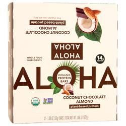 Aloha Bay Органический Протеиновый Батончик - Кокосовый Шоколад с Миндалем на растительной Основе 12 батончиков aloha bay гималайская поваренная и столовая соль мелкие кристаллы 170 г 6 унций