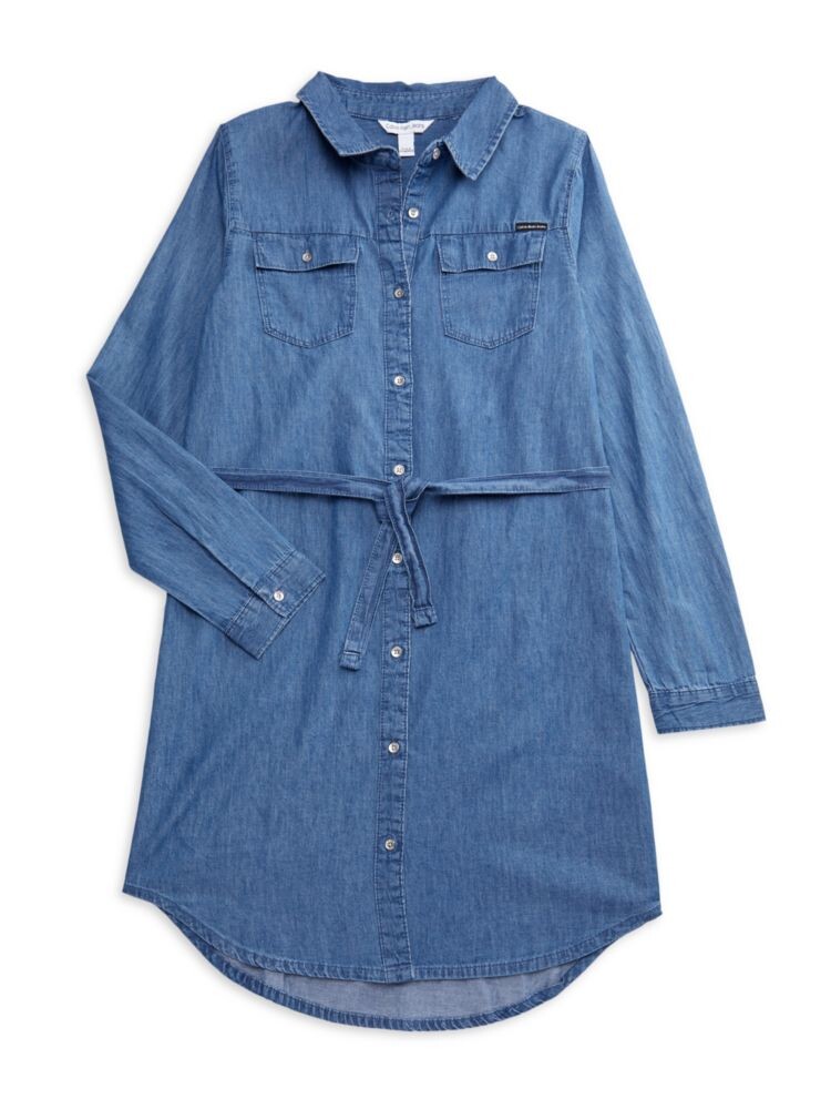 

Джинсовое платье на пуговицах для девочек Calvin Klein, цвет Medium Wash