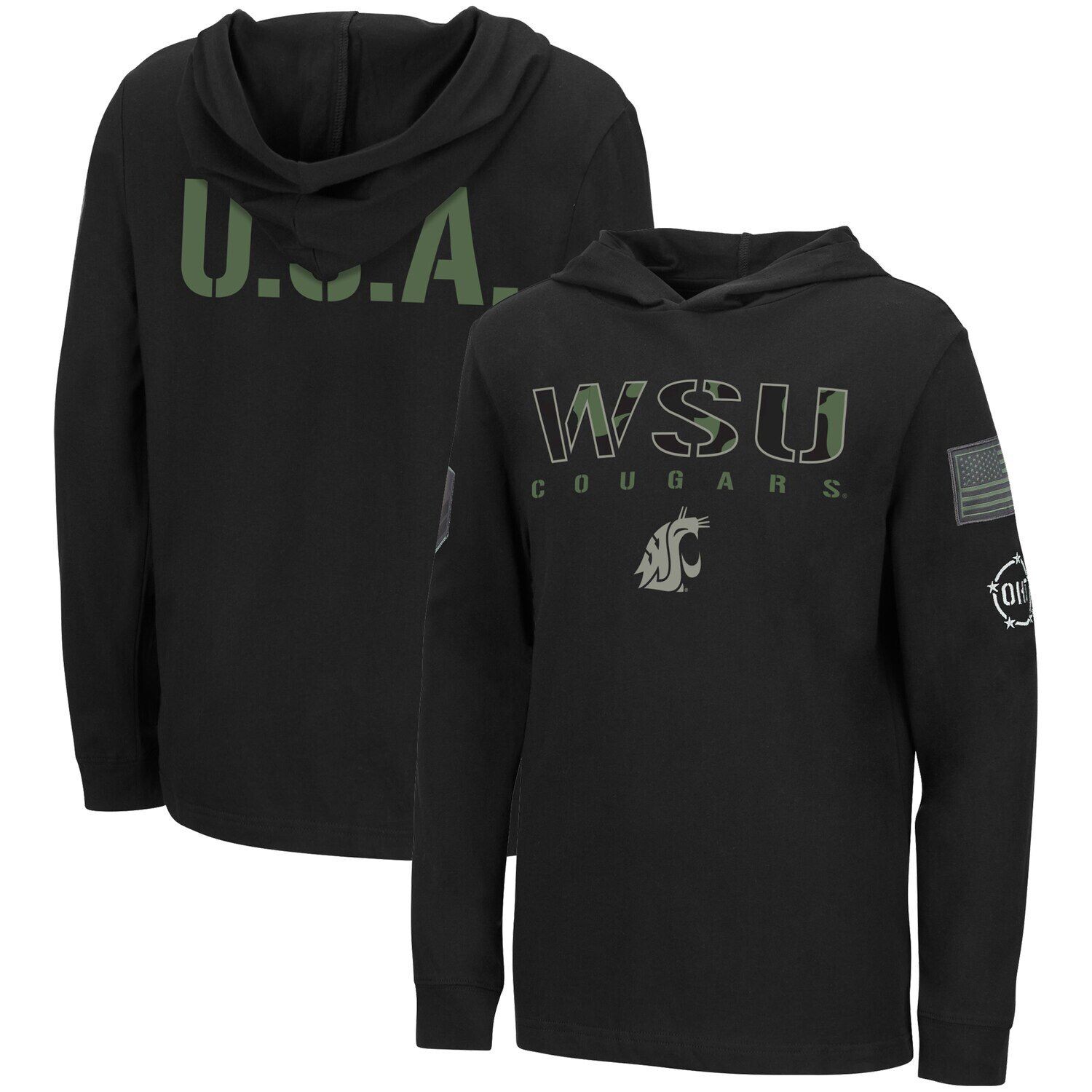 

Черная футболка с капюшоном Youth Colosseum Washington State Cougars OHT Military Appreciation Tango и длинными рукавами Colosseum