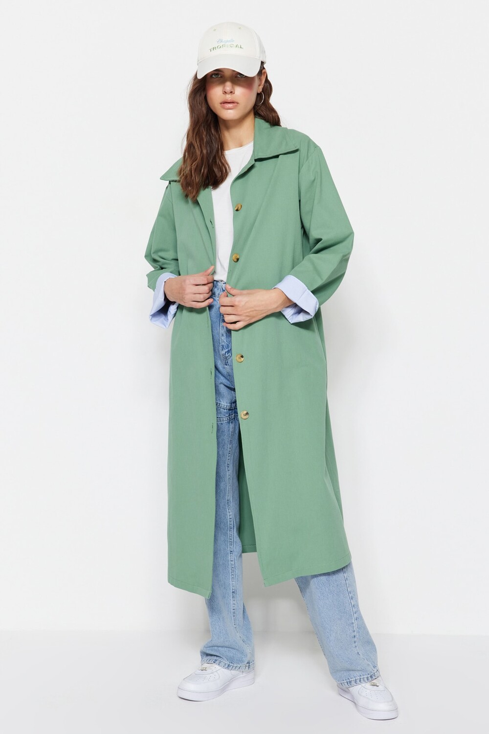 

Тренч - Хаки - Базовый Trendyol Modest