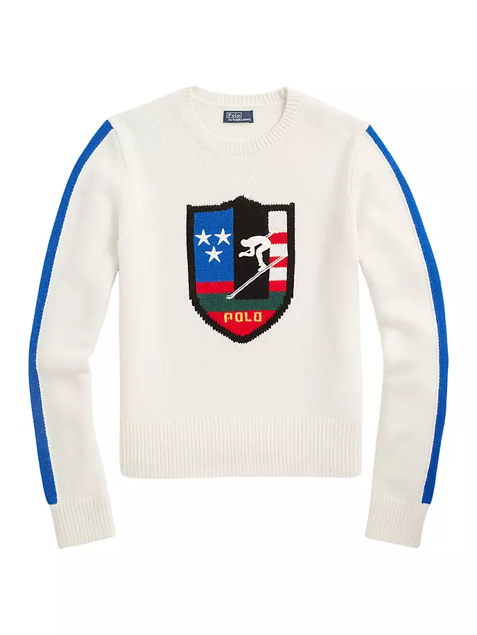 

Шерстяной свитер с лыжным гербом Polo Ralph Lauren, белый