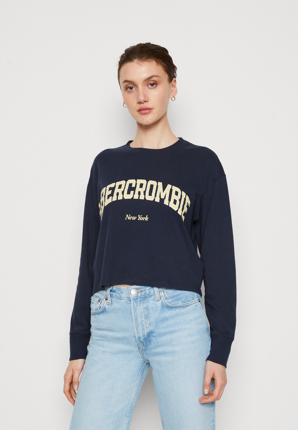 

Топ с длинными рукавами Abercrombie & Fitch, темно-синий