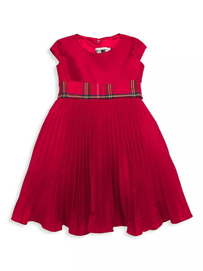 цена Плиссированное платье из тафты для маленьких девочек, маленьких девочек и девочек Joan Calabrese, красный