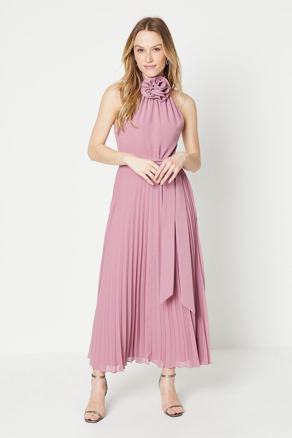 цена Плиссированное платье миди премиум-класса из крепа и корсажа Oasis, фиолетовый