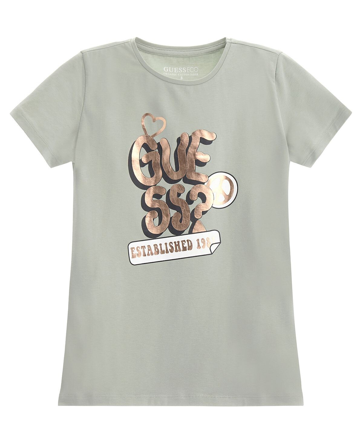 

Футболка из эластичного джерси Big Girls с принтом логотипа из фольги GUESS