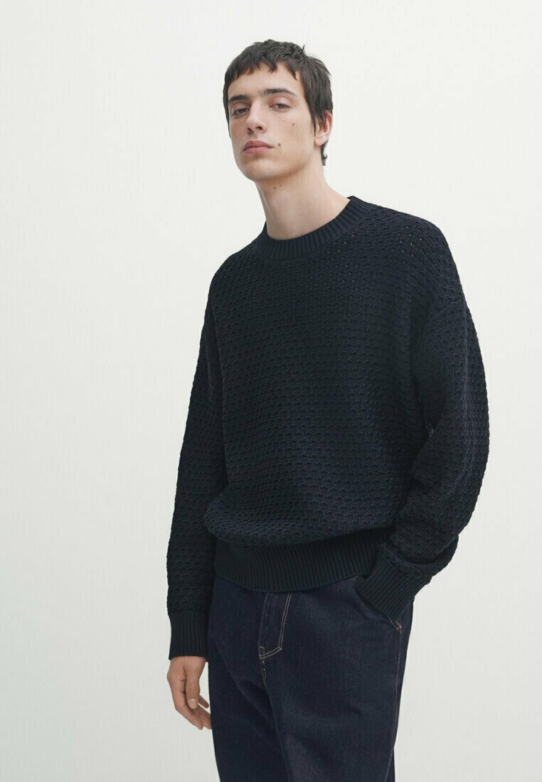 

Свитер Crew Neck Massimo Dutti, цвет mottled dark blue